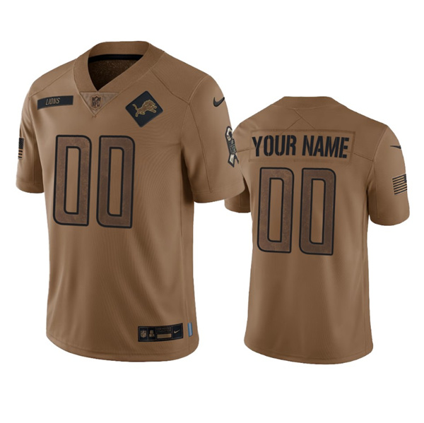 Men%27s Detroit Lions Active Player Custom 2023 Brown Salute To Service Limited Football Stitched Jersey->customized nfl jersey->Custom Jersey